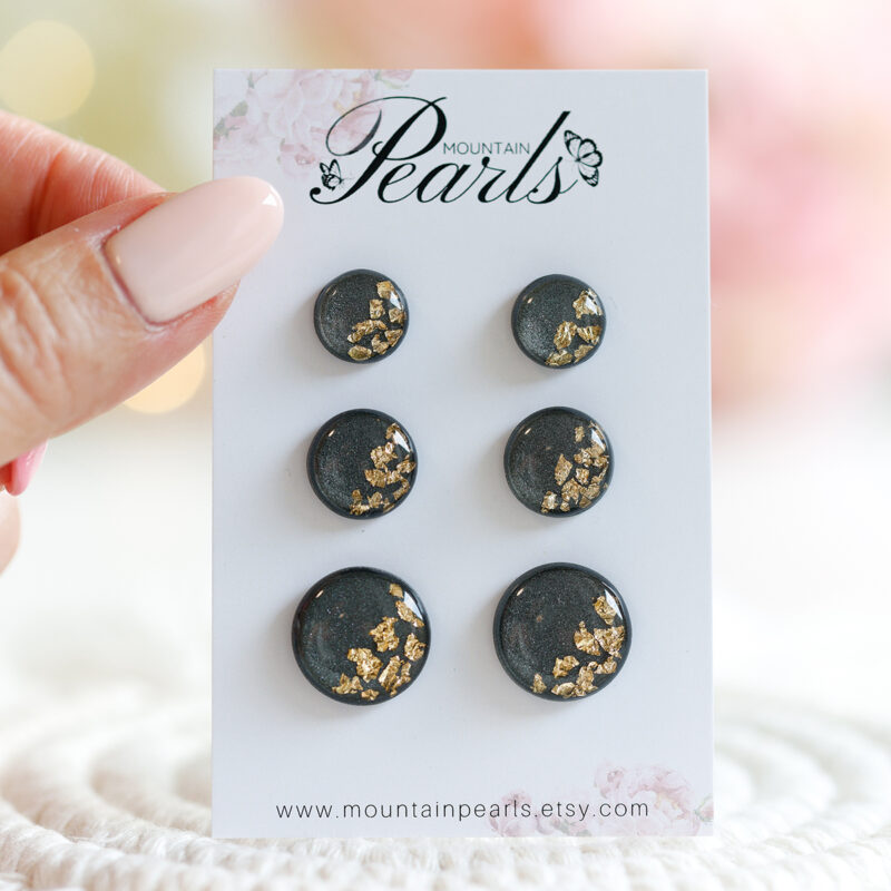 Mini sivo zlati uhani - slika 4