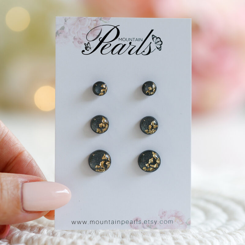 Mini sivo zlati uhani - slika 5