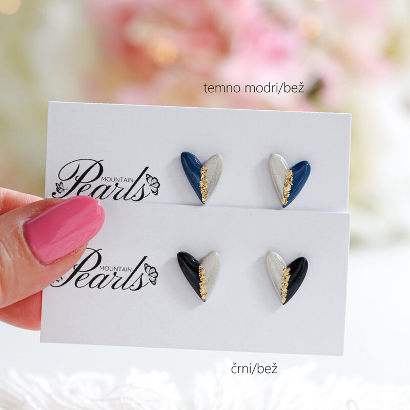 Mini dvobarvni uhani Srčki - slika 2