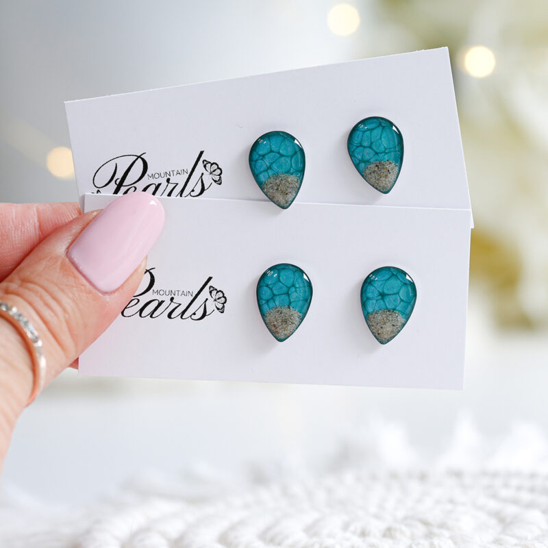 Neviseči uhani Soča kapljice turkizne - slika 2