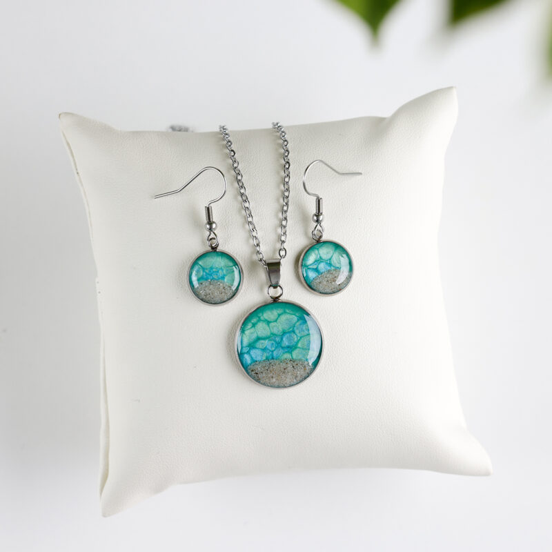 Komplet Soča – zeleno-turkizen, okrogli, velikost M - slika 3