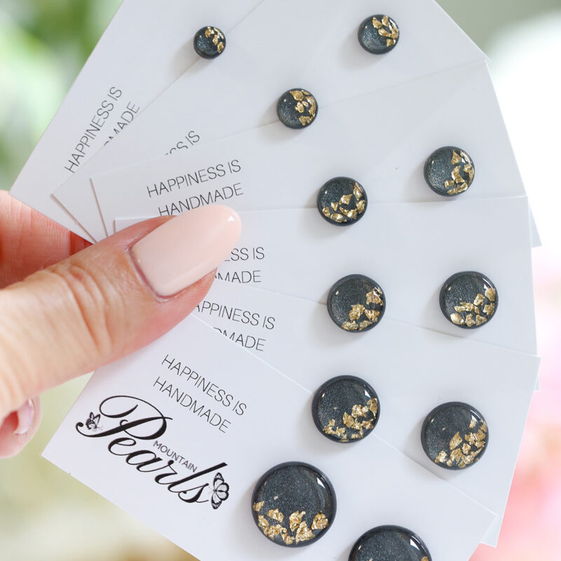 Mini sivo zlati uhani - slika 2