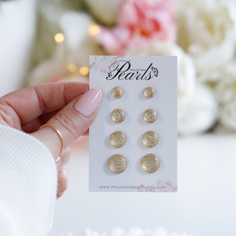 Mini zlati bež uhani - slika 3