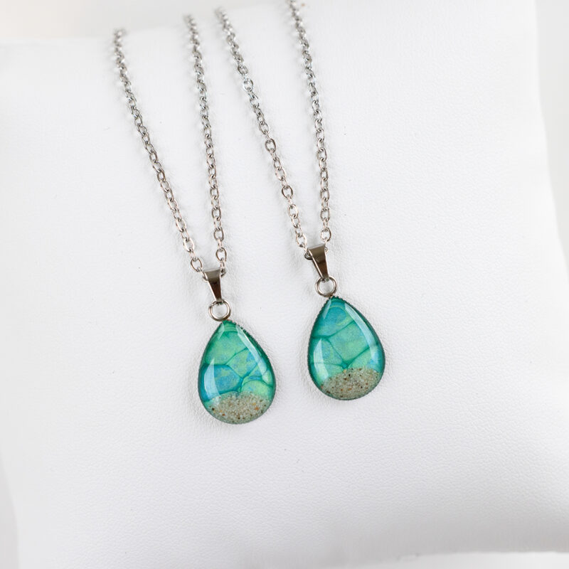 Ogrlica Soča – zeleno modra, kapljica – S - slika 3