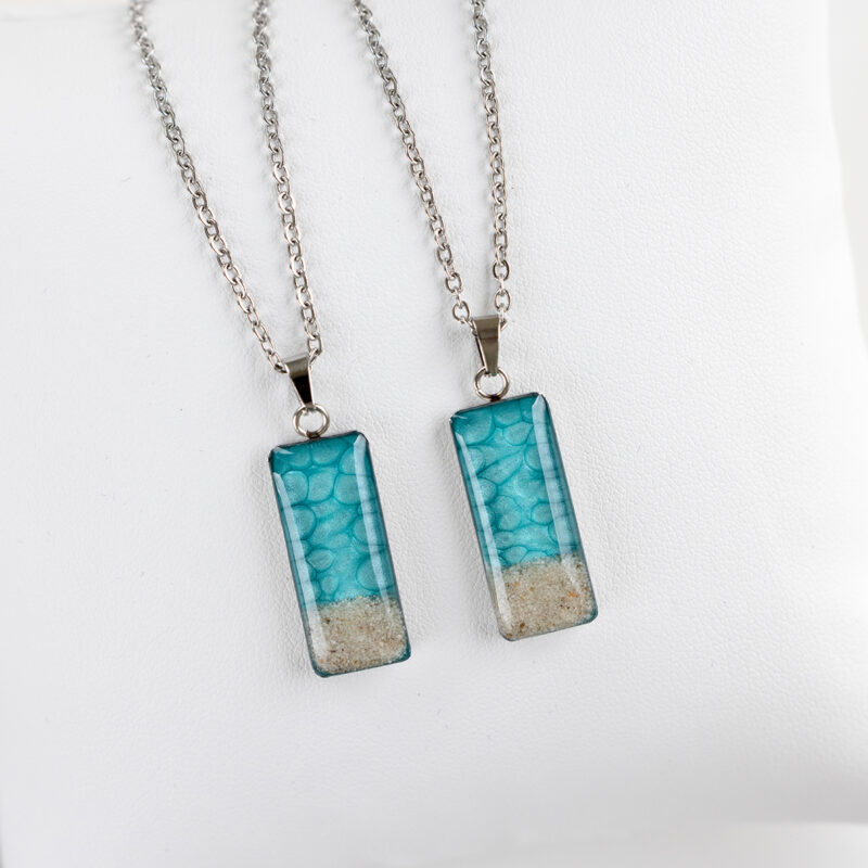 Ogrlica Soča – turkizna, pravokotna – M - slika 2