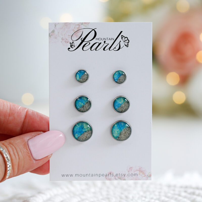 Uhani Soča okrogli - modro zeleni - slika 2