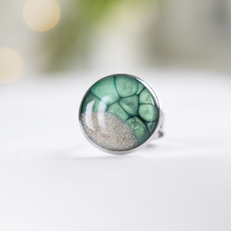 Prstan Soča – temno zelen, okrogel M – 2cm - slika 3