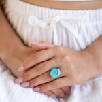 Prstan Soča – turkizen, okrogli M – 2 cm - slika 2