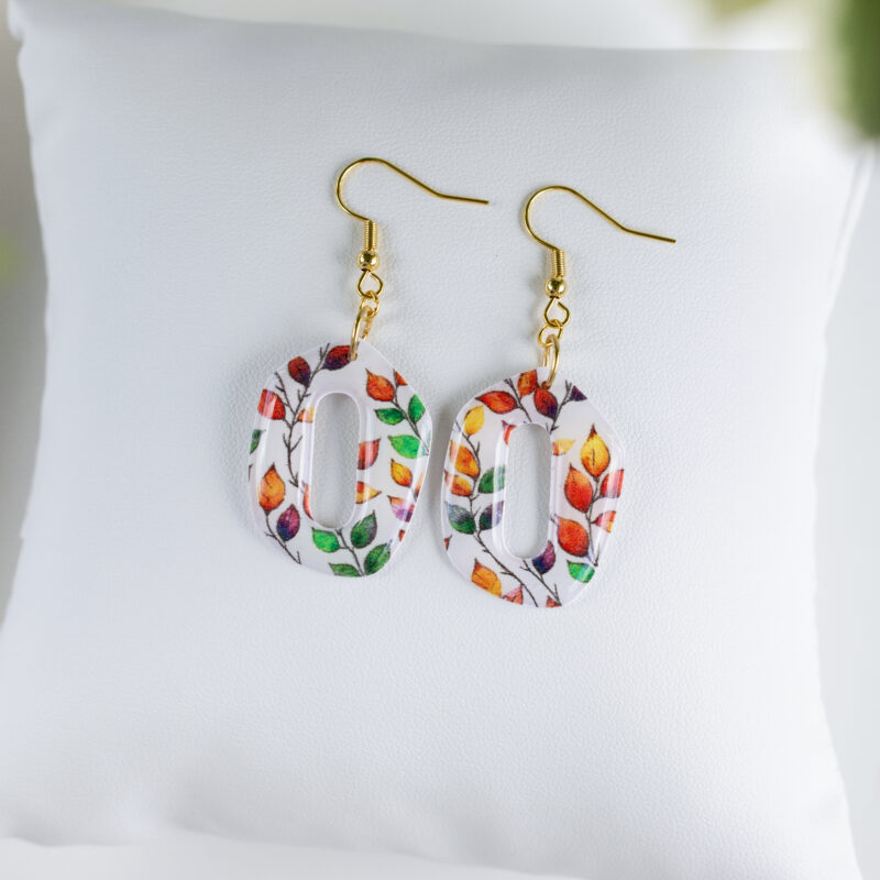 Viseči uhani z jesenskimi listki – asimetrična oblika - slika 2