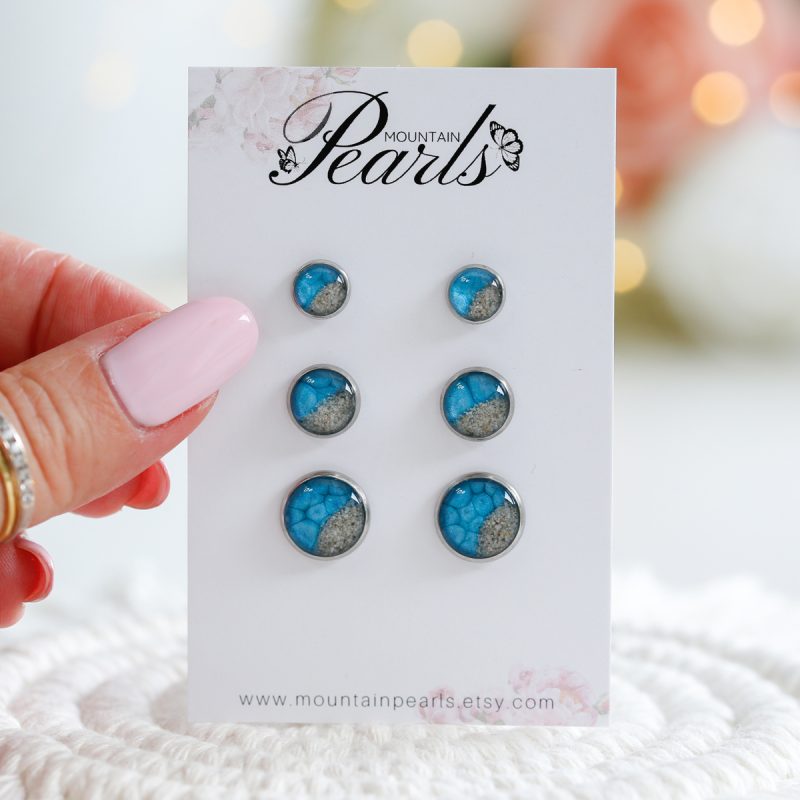 Uhani Soča okrogli - modri - slika 2