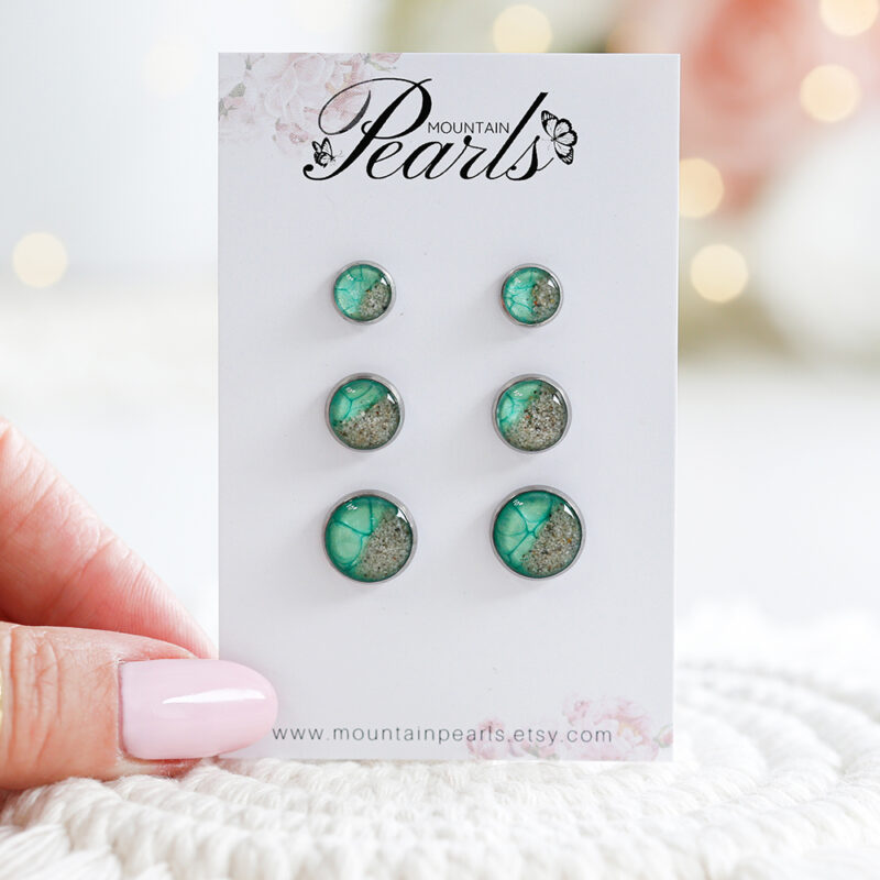 Uhani Soča okrogli - zeleni - slika 3