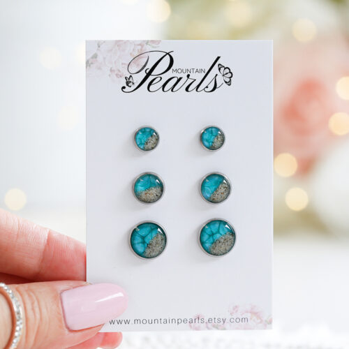 Uhani Soča okrogli – turkizni