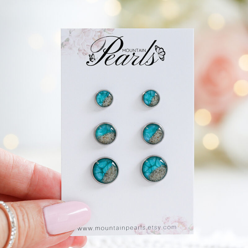 Uhani Soča okrogli – turkizni