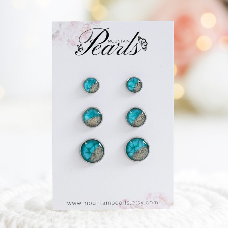 Uhani Soča okrogli - turkizni - slika 3