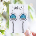 Viseči uhani Soča modro turkizni okrogli L z visečim elementom