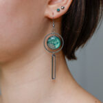 Viseči uhani Soča – temno zeleni s peskom - slika 2