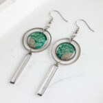 Viseči uhani Soča – temno zeleni s peskom - slika 3