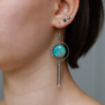 Viseči uhani Soča – turkizno zeleni, okrogli L - slika 2